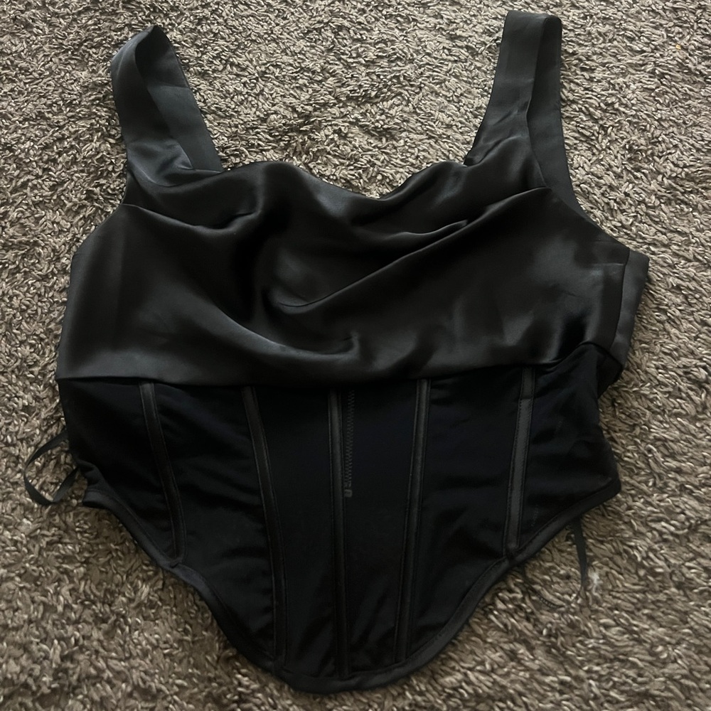 Forever 21 Black Corset-Style Tank Top
